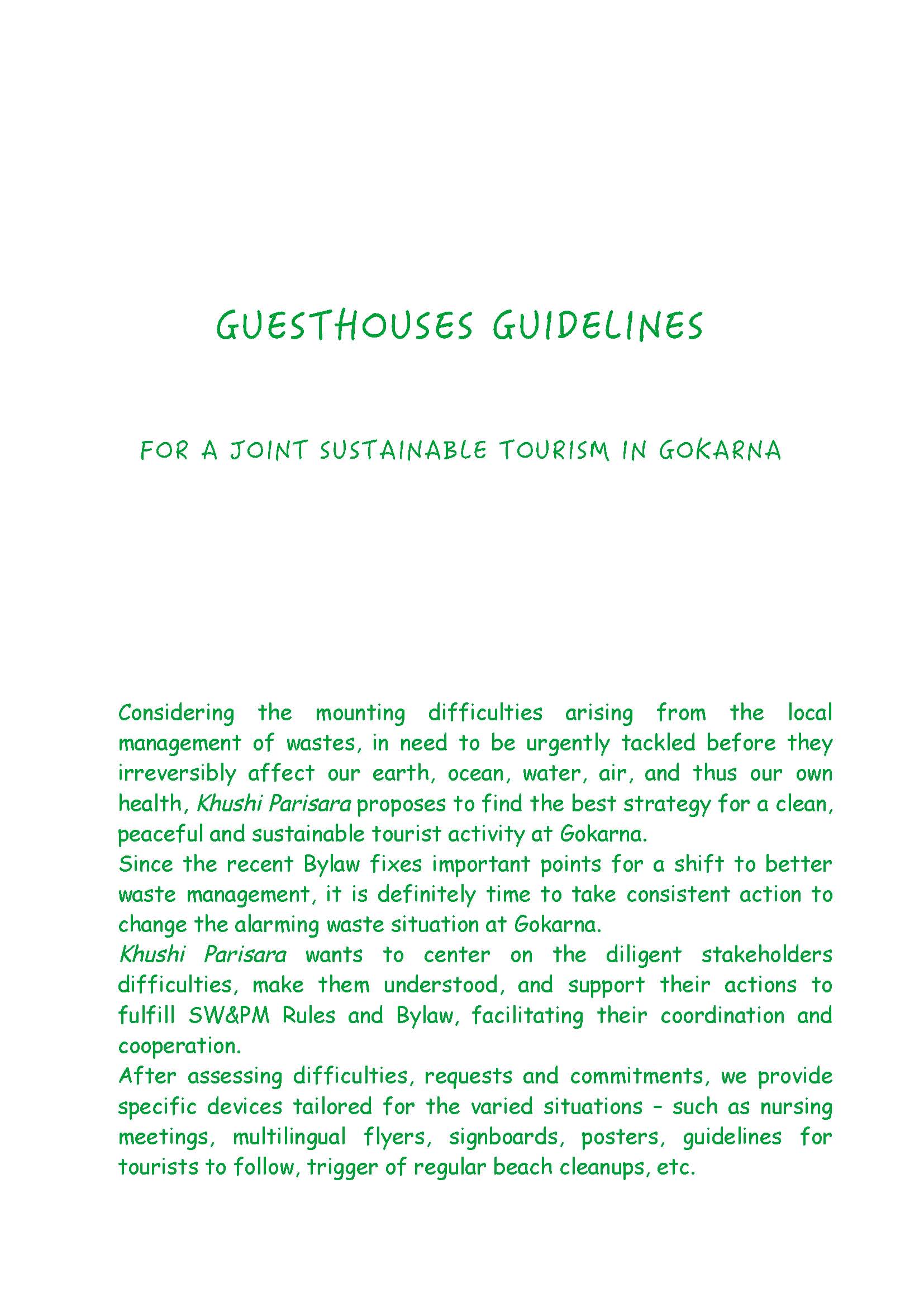 GUESTHOUSES GUIDELINES